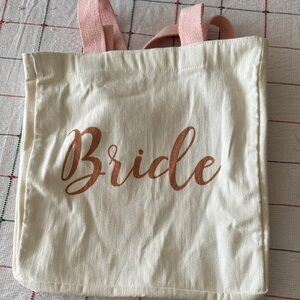 Bride Canvas Tote Bag - Cream and Pink